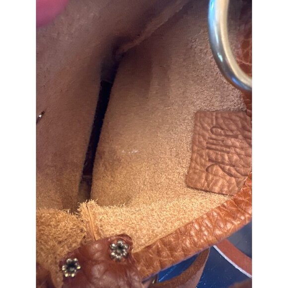 Handmade Jill K Brown Leather Fringe Crossbody Bag Brass Hardware Festival - Picture 5 of 6